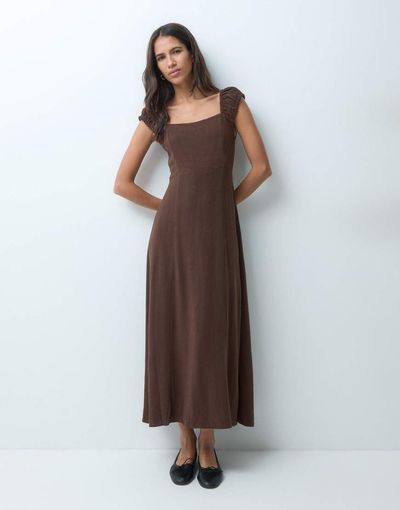 ONLY ONLY maxi dress with linen in brown