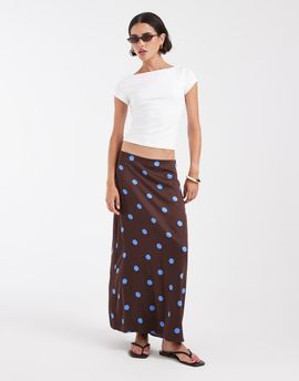 ONLY ONLY maxi skirt in brown polka dots