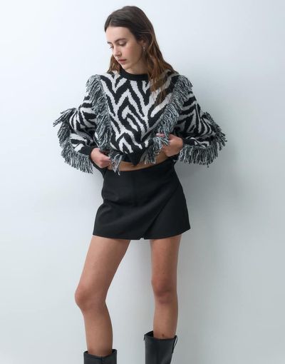 ONLY ONLY mid waist wrap skort in black