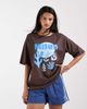 ONLY ONLY Milan graphic print oversized T-shirt in brown - 1