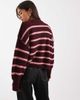 ONLY ONLY oversized slouchy sweater in burgundy and pink stripe-Red - 4