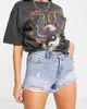 ONLY Only Pacy high waisted ripped denim shorts in light blue - 1