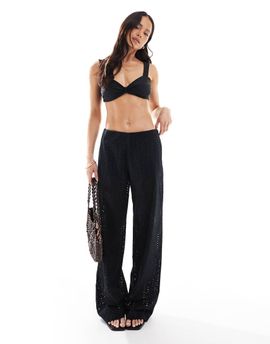 ONLY ONLY pointelle pants with shorts insert in black