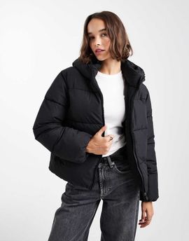 ONLY ONLY puffer jacket with hood in black