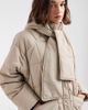 ONLY ONLY quilted longline scarf coat in stone-Neutral - 3