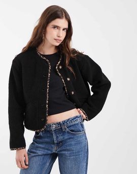 ONLY ONLY reversible borg jacket in black