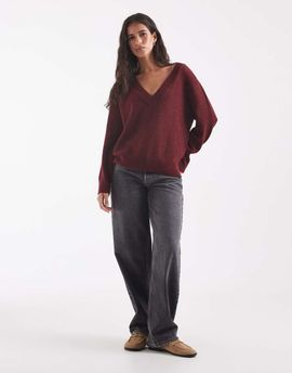 ONLY ONLY reversible knitted sweater in burgundy-Red