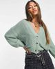 ONLY Only ribbed knit button down cardigan in green - 1