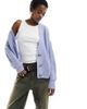 ONLY Only ribbed knit button down cardigan in pale blue - 1