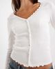 ONLY ONLY ribbed knit cardigan with lettuce edge in white - 2