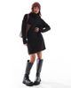 ONLY Only roll neck knitted mini sweater dress in black - 2