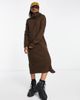 ONLY Only roll neck midi sweater dress in chocolate brown - 1