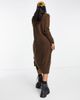 ONLY Only roll neck midi sweater dress in chocolate brown - 2