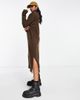 ONLY Only roll neck midi sweater dress in chocolate brown - 4
