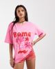 ONLY ONLY Rome graphic print oversized T-shirt in pink-White - 1