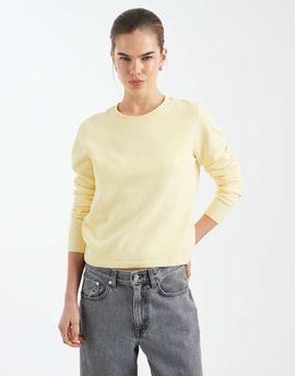 ONLY ONLY round neck knit top in pale yellow