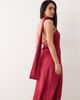ONLY ONLY scarf detail one shoulder midaxi dress in dark pink - 2