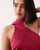 ONLY ONLY scarf detail one shoulder midaxi dress in dark pink - 4