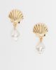 ONLY ONLY seashell earrings with faux pearls in gold tone-White - 1