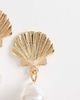 ONLY ONLY seashell earrings with faux pearls in gold tone-White - 3