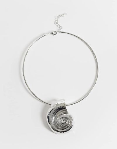 ONLY ONLY seashell necklace in silver