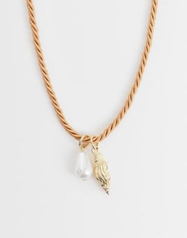 ONLY ONLY seashells cord necklace in multi