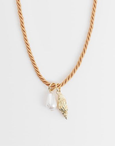 ONLY ONLY seashells cord necklace in multi