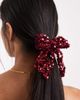ONLY ONLY sequin bow hair tie in burgundy-Red - 1