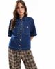 ONLY ONLY short sleeve boxy denim shirt in indigo wash-Blue - 1