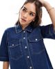 ONLY ONLY short sleeve boxy denim shirt in indigo wash-Blue - 2