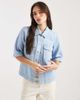 ONLY ONLY short sleeve boxy denim shirt in light blue - 1