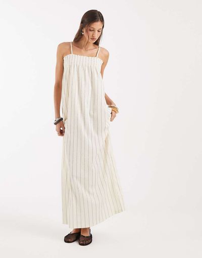 ONLY ONLY sleeveless maxi dress in white stripe