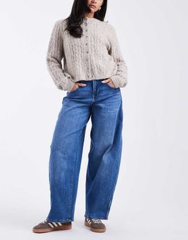 ONLY ONLY Tamy barrel jeans in mid blue denim