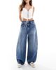 ONLY ONLY Taylor high waist barrel leg jeans in dark blue - 1