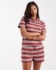 ONLY ONLY textured shorts in burgundy with white stripes - part of a set - 3