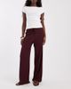 ONLY ONLY textured wide leg pants in burgundy - 1