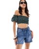 ONLY ONLY tie detail loose fit denim shorts in mid wash blue - 1