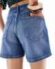 ONLY ONLY tie detail loose fit denim shorts in mid wash blue - 2