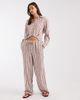 ONLY ONLY tie waist pants with linen in beige and red stripes - part of a set - 1