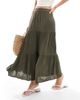 ONLY ONLY tiered maxi skirt in olive-Green - 1