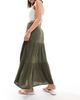 ONLY ONLY tiered maxi skirt in olive-Green - 2