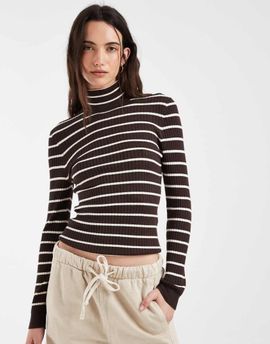 ONLY ONLY turtleneck sweater in brown stripes