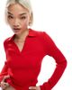 ONLY ONLY v-neck polo shirt in red - 1