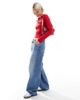 ONLY ONLY v-neck polo shirt in red - 3