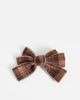 ONLY ONLY velvet bow hair clip in brown check - 1