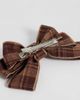 ONLY ONLY velvet bow hair clip in brown check - 3