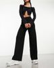 ONLY ONLY wide leg ribbed pants in black - 1