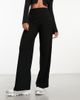 ONLY ONLY wide leg ribbed pants in black - 4