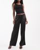ONLY ONLY wide leg satin pants in black - 1