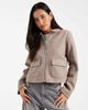 ONLY ONLY zip up faux wool short jacket in taupe-Brown - 1